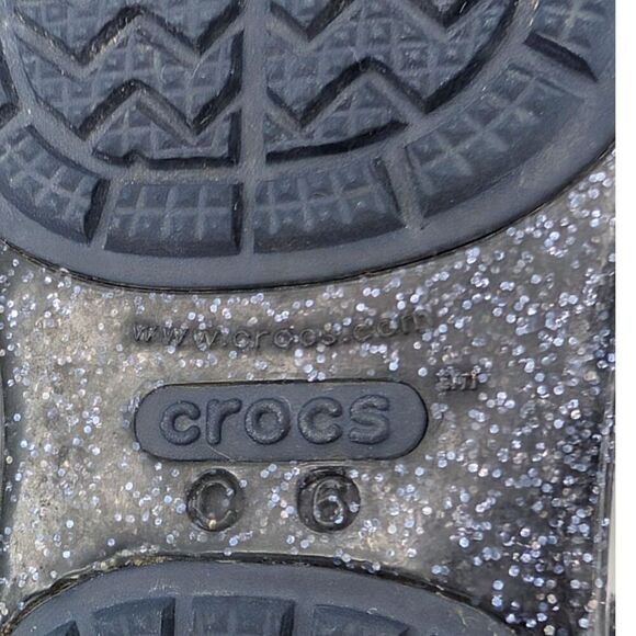 Crocs Sandals Toddler Girl C 6 Black Glitter Pink Butterfly Mary Jane - Picture 3 of 15